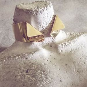 Tuxedo Gold brass choker collar bold necklace choker runway